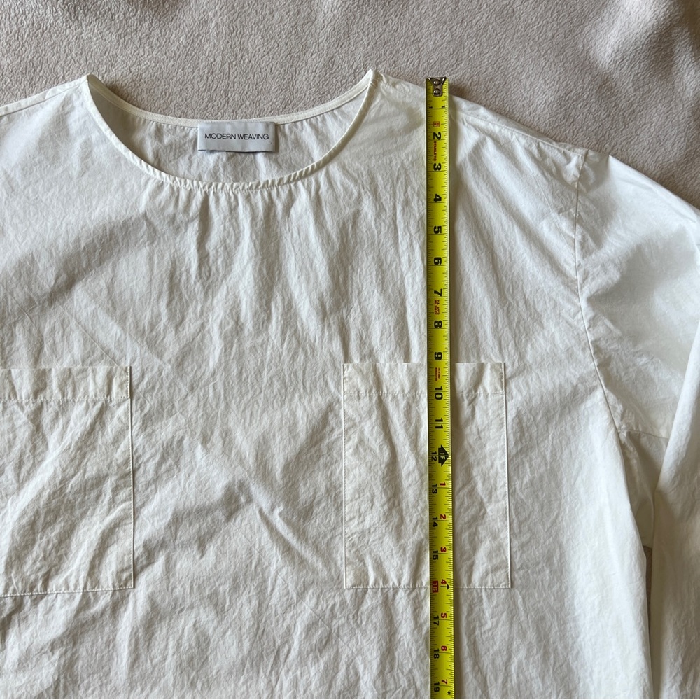 Modern Weaving Popover Poplin Top Pocket Parchment Off-White Womens XL Normcore - Picture 11 of 16